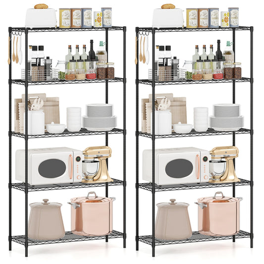 Set of 2 5-Tier Metal Storage Shelving Unit with V-Shaped Wire Rack and 1250 LBS Capacity, Black Garages Black at Gallery Canada