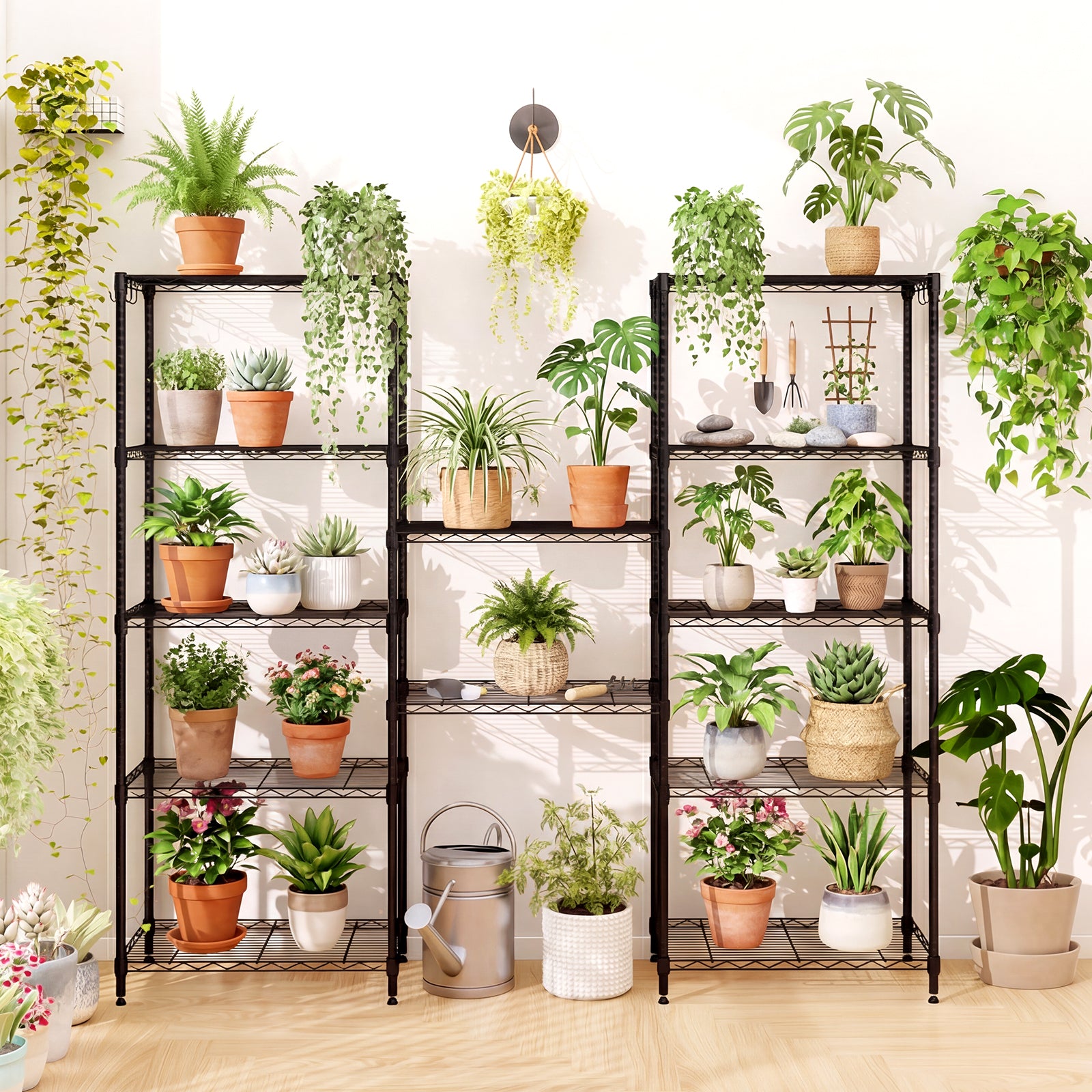 Set of 2 6-Tier Metal Storage Shelving Unit with V-Shaped Wire Rack and 900 LBS Capacity, Black Garages at Gallery Canada