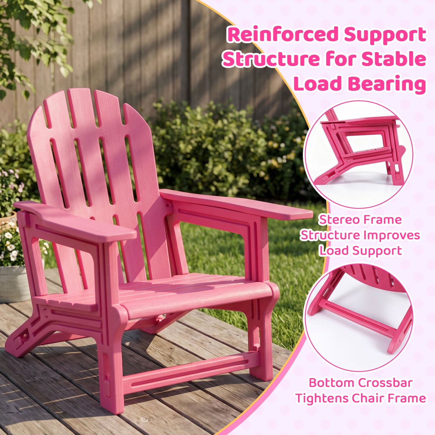 Set of 2 Kids Outdoor Patio Seating, Pink Adirondack Chairs at Gallery Canada