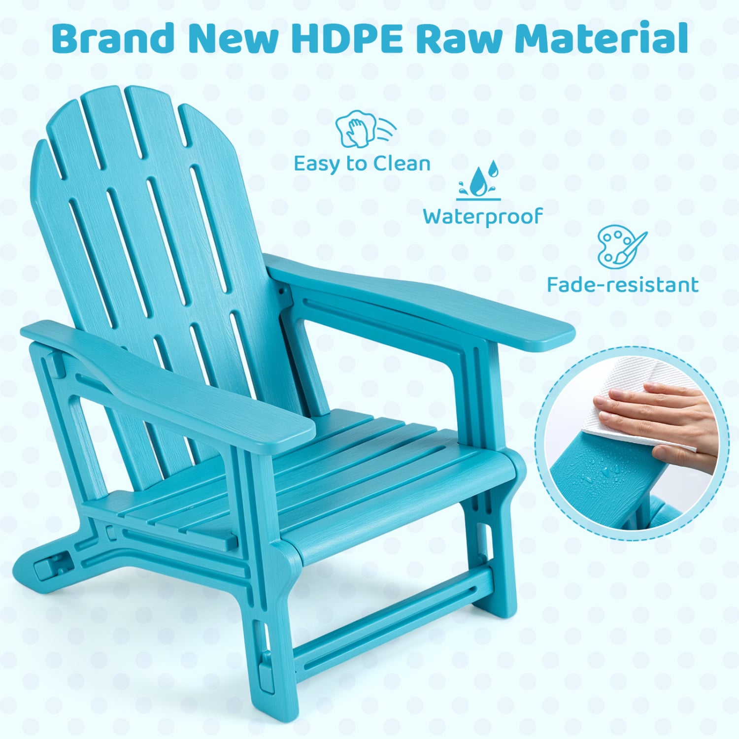 Kids Outdoor Patio Seating Set of 2, Turquoise Adirondack Chairs at Gallery Canada