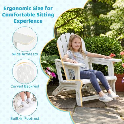 2-Piece Kids Outdoor Patio Seating, Ergonomic Design, White Adirondack Chairs at Gallery Canada