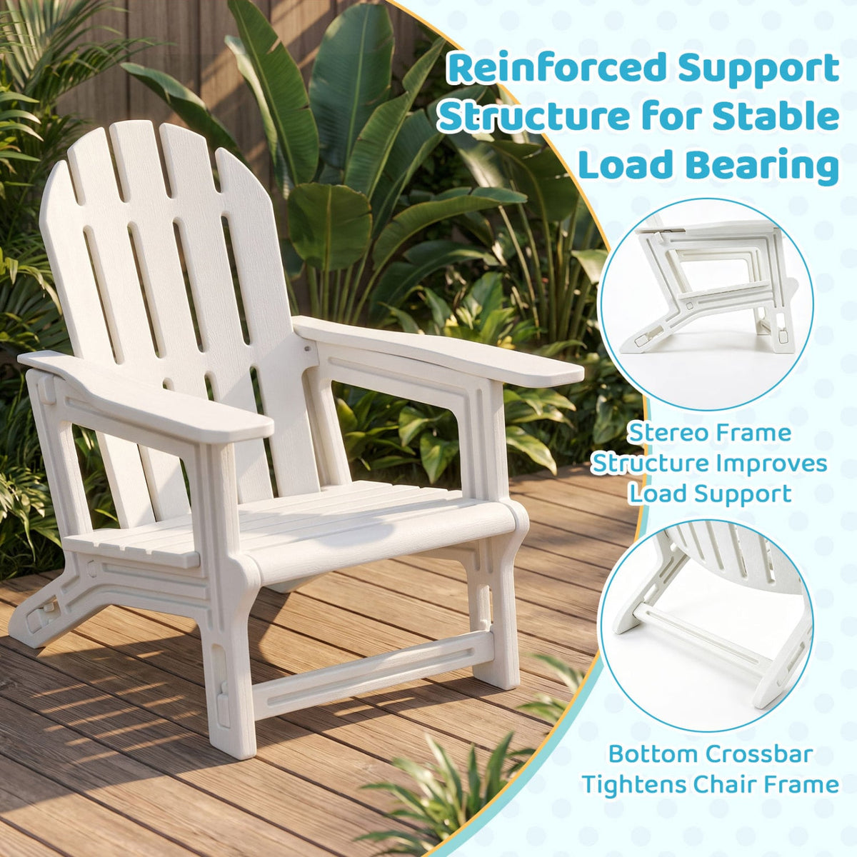 2-Piece Kids Outdoor Patio Seating, Ergonomic Design, White Adirondack Chairs at Gallery Canada
