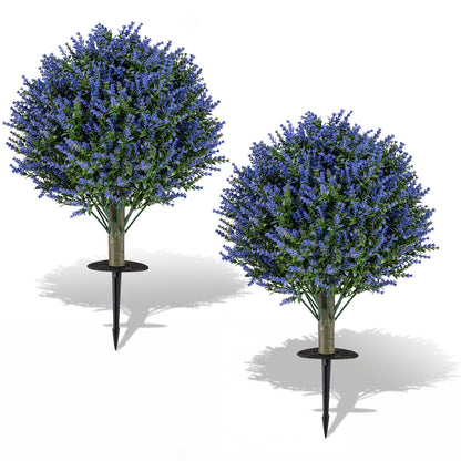 Set of 2 Artificial Lavender Topiary Ball Trees with Ground Spikes Faux Plants at Gallery Canada