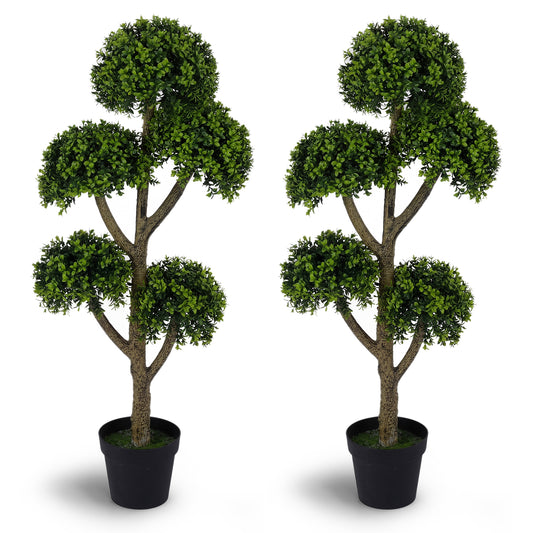 Artificial Boxwood Topiary Tree Set, 46-Inch, 5 Ball-Shaped, Green Faux Plants Green at Gallery Canada