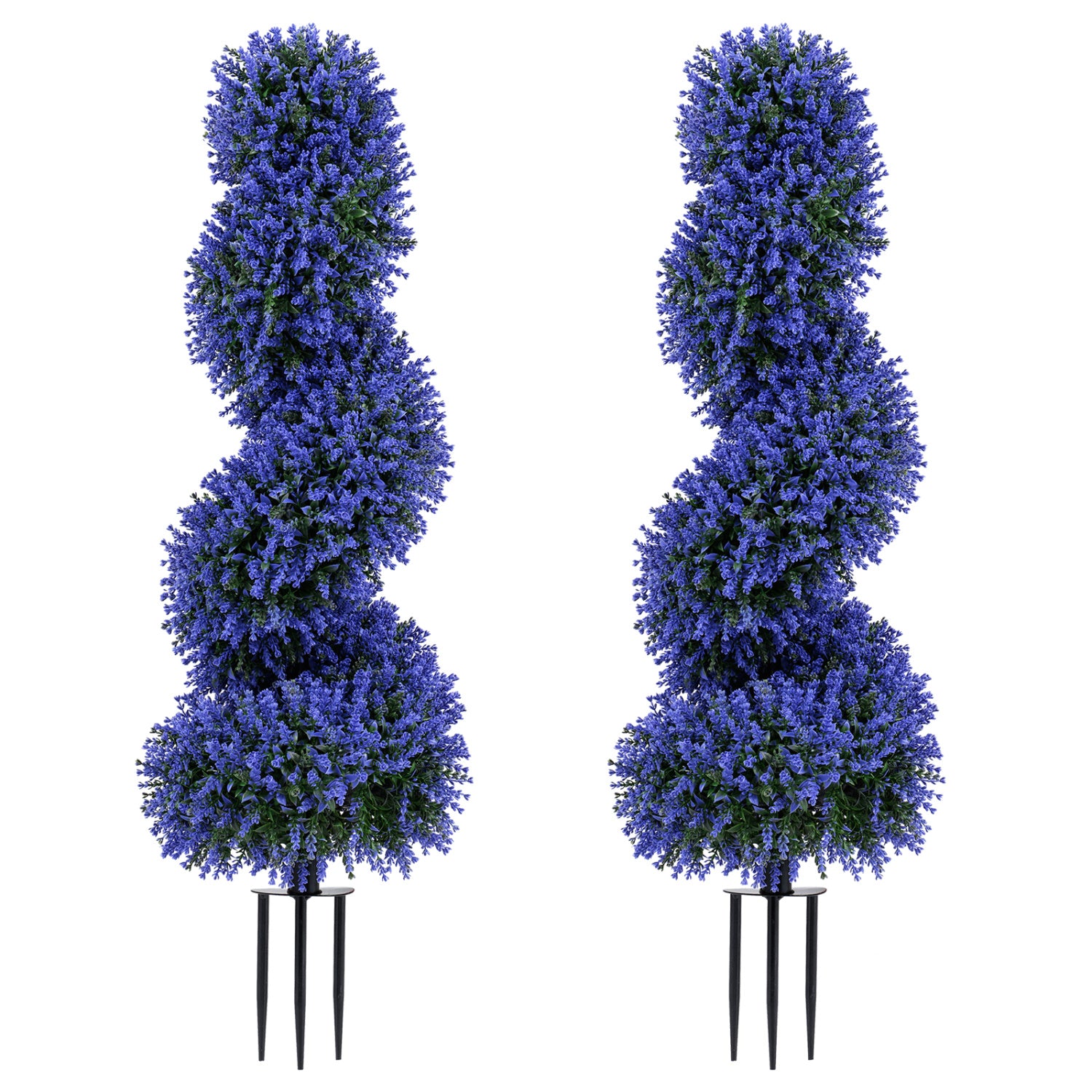 Set of 2 Artificial Spiral Topiary Trees with Sun Protection and Ground Spikes, Purple Faux Plants Purple at Gallery Canada