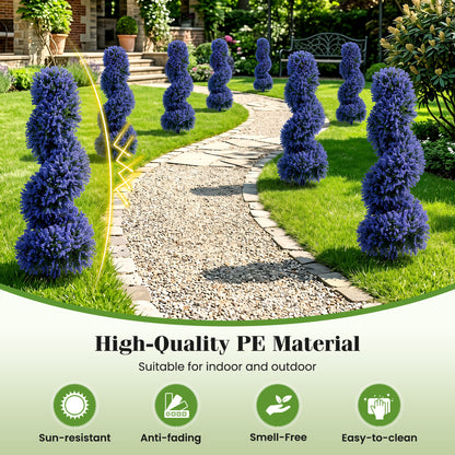 Set of 2 Artificial Spiral Topiary Trees with Sun Protection and Ground Spikes, Purple Faux Plants at Gallery Canada