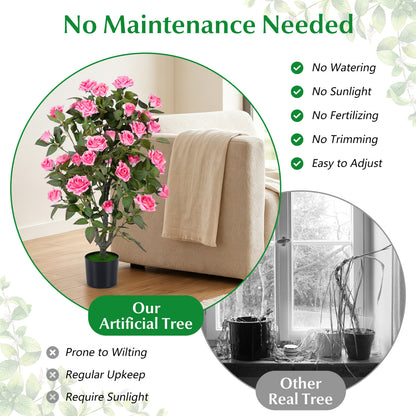 Set of 2 Artificial Rose Trees, Pink Faux Plants at Gallery Canada