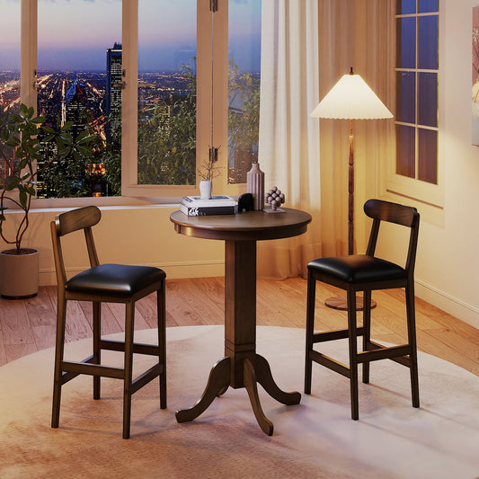 Set of 2 Bar Stools Upholstered with Rubber Wood Legs and Footrests, Oak Bar Stools Oak at Gallery Canada