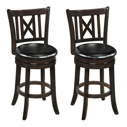 Set Of 2 Swivel Bar Stools With Hollowed Backrest, 26 Inches Bar Stools at Gallery Canada