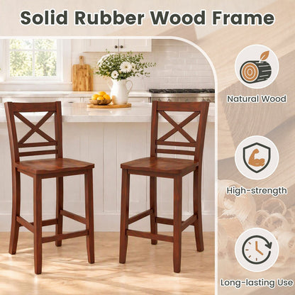 2 Solid Wood Bar Stools, 24 Inch, Walnut Bar Stools at Gallery Canada
