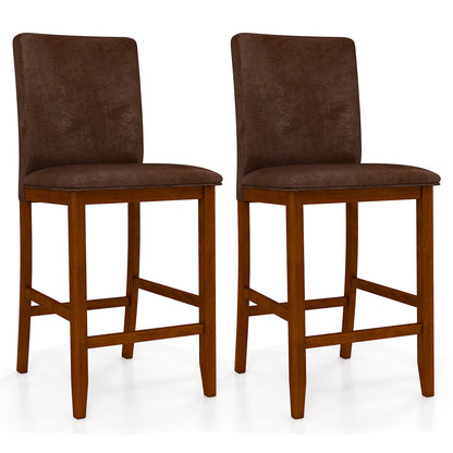 Set of 2 Counter Barstools, Rubberwood Legs, Upholstered Seat, Walnut Bar Stools at Gallery Canada