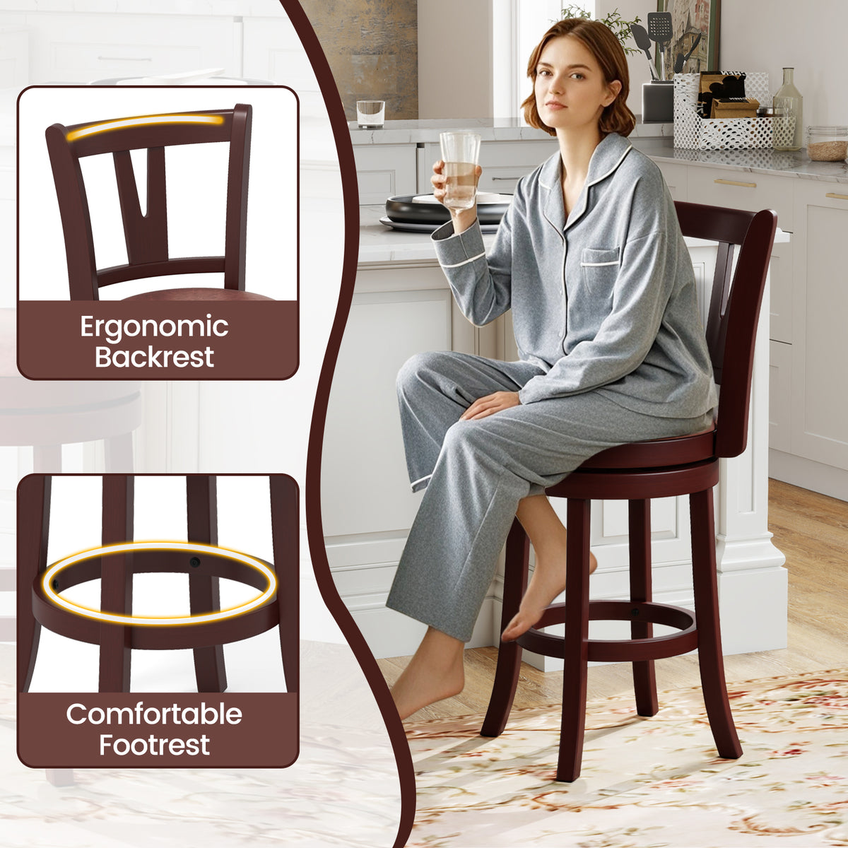 Counter Height Swivel Barstools, Set of 2, 26 Inches Bar Stools at Gallery Canada