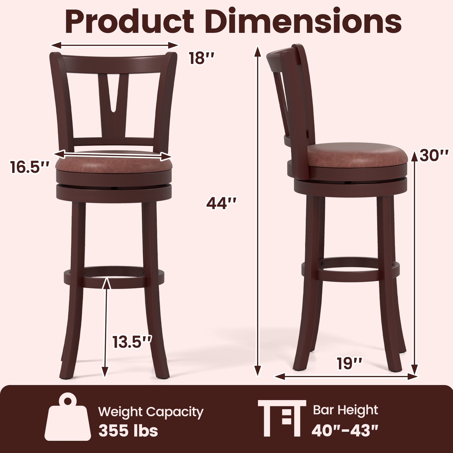 Set Of 2 Counter Height Swivel Barstools, 30 Inches Bar Stools at Gallery Canada