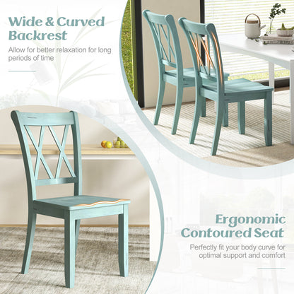 Cross Back Rubber Wood Dining Chairs, Set of 2, Green Dining Chairs at Gallery Canada