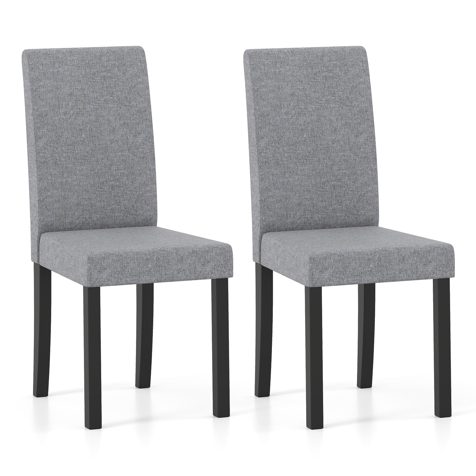 Set of 2 Mid-Century Modern Fabric Upholstered Parson Dining Chairs, Light Gray Dining Chairs Light Gray at Gallery Canada