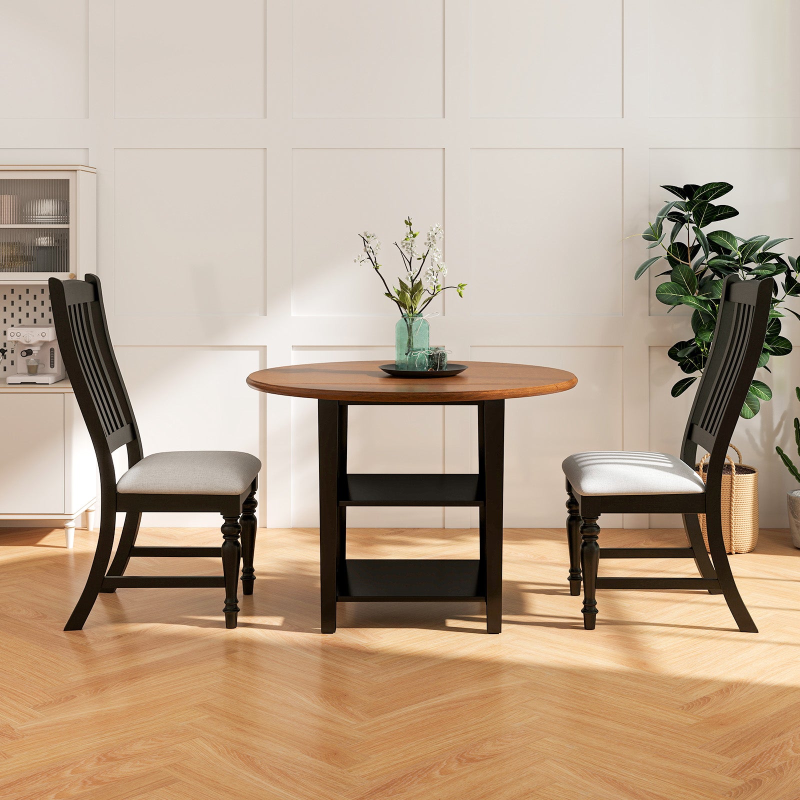 Set Of 2 Dining Chairs With Solid Wood Legs, Black Dining Chairs at Gallery Canada