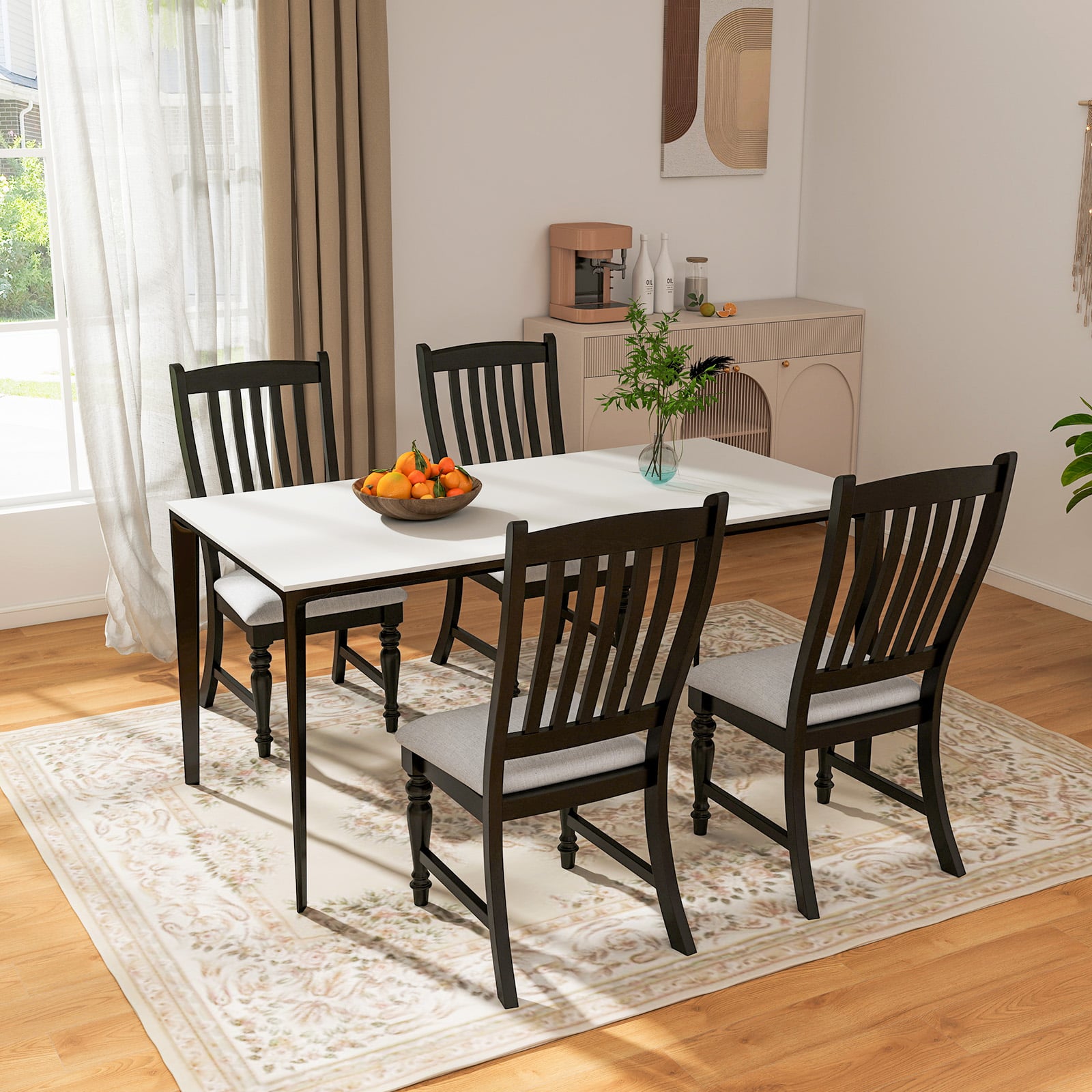 Set Of 2 Dining Chairs With Solid Wood Legs, Black Dining Chairs at Gallery Canada