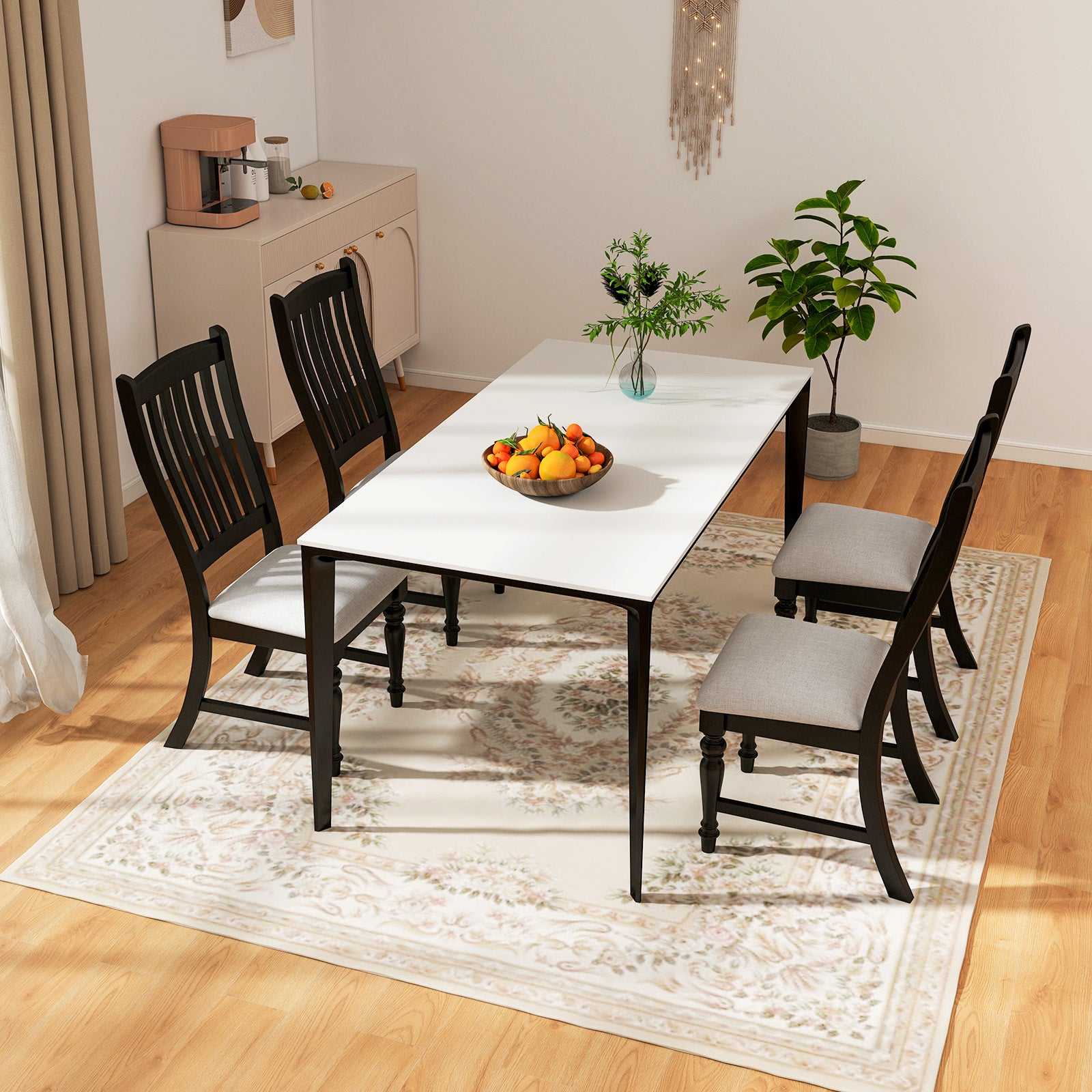 Set Of 2 Dining Chairs With Solid Wood Legs, Black Dining Chairs at Gallery Canada