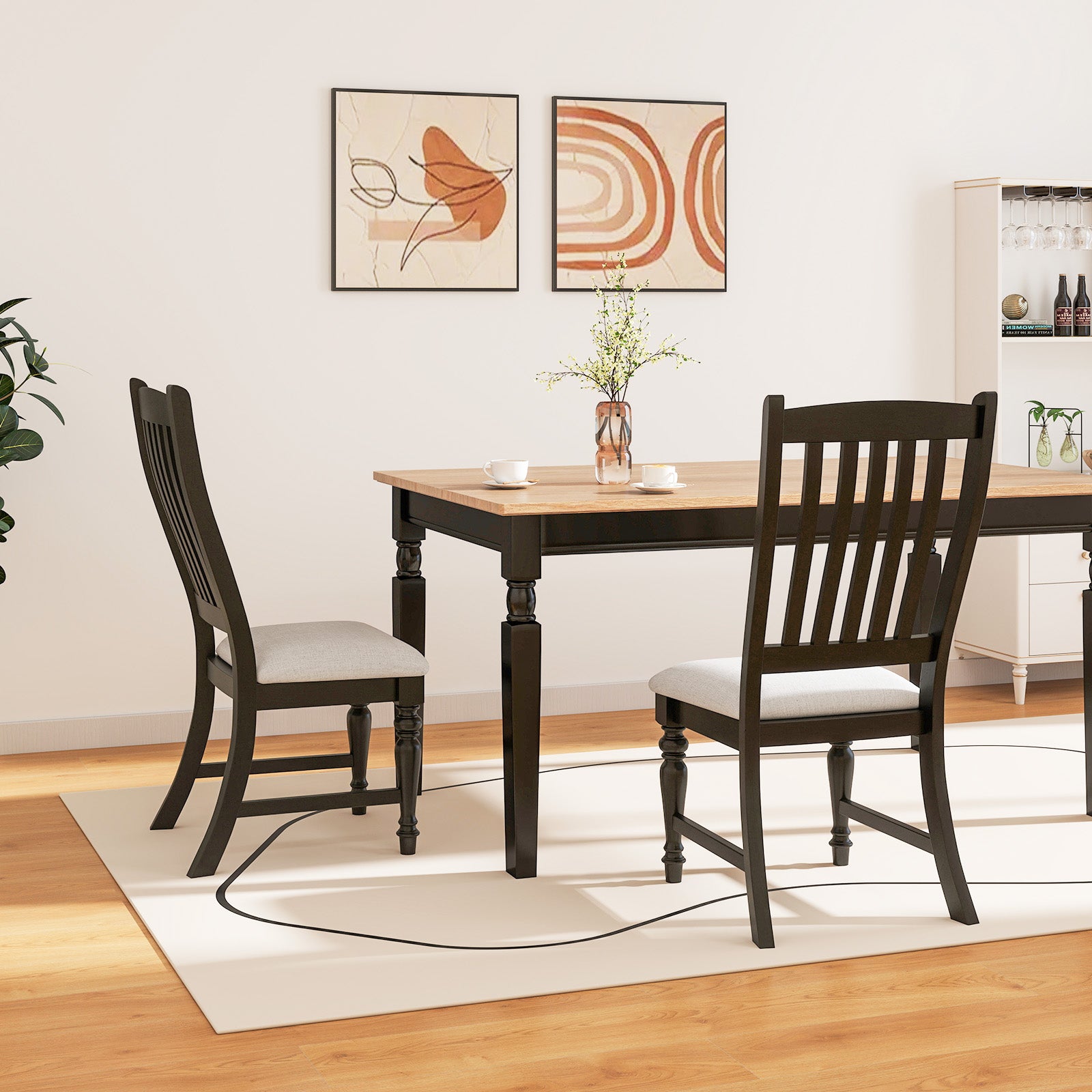 Set Of 2 Dining Chairs With Solid Wood Legs, Black Dining Chairs at Gallery Canada