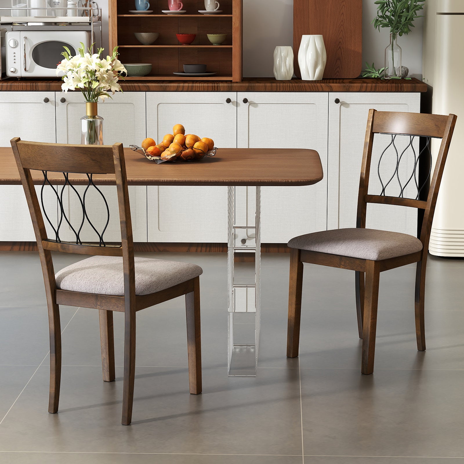 Set of 2 Fabric/Faux Leather Dining Chairs, Rustic Brown Dining Chairs at Gallery Canada