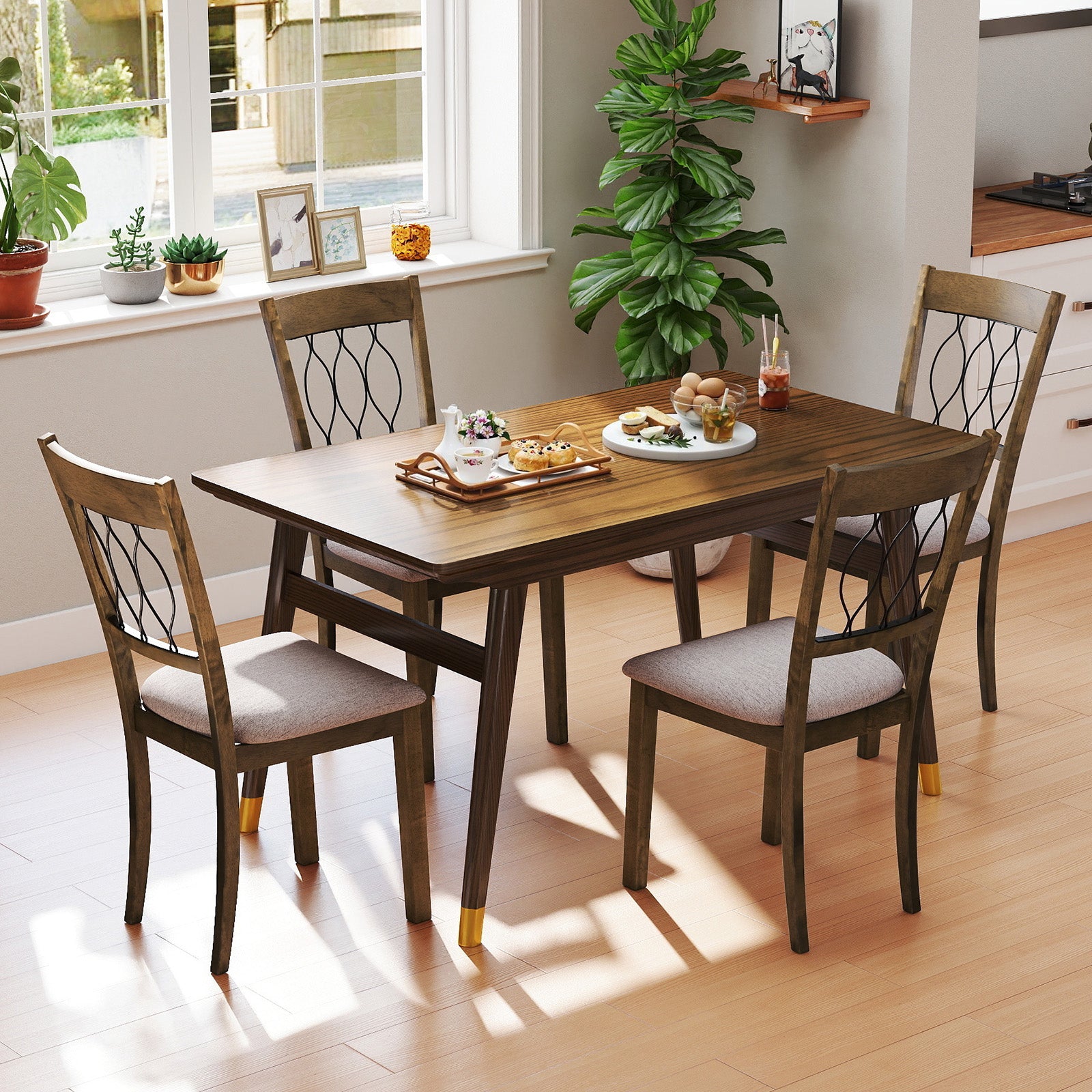 Set of 2 Fabric/Faux Leather Dining Chairs, Rustic Brown Dining Chairs at Gallery Canada