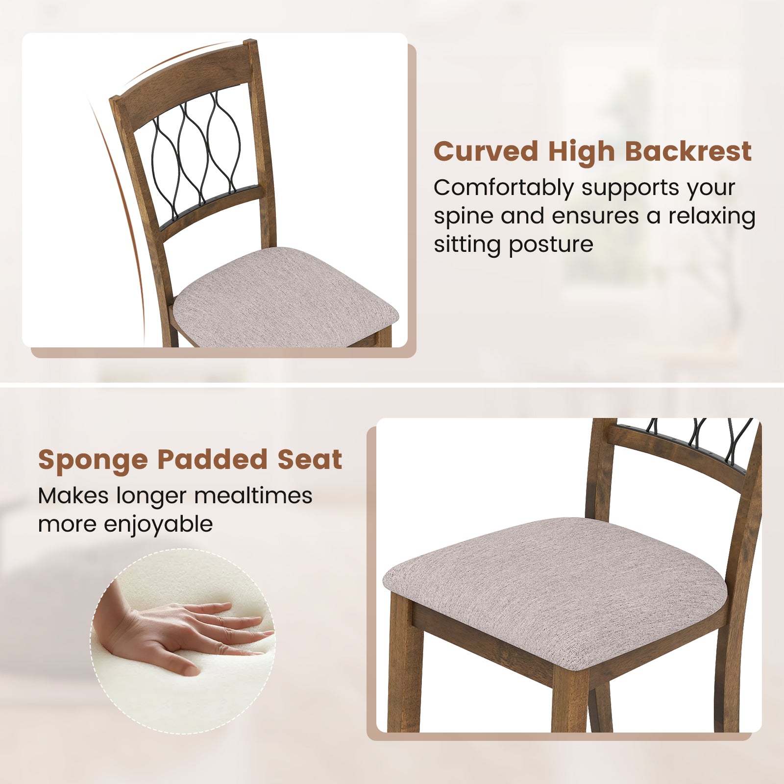 Set of 2 Fabric/Faux Leather Dining Chairs, Rustic Brown Dining Chairs at Gallery Canada