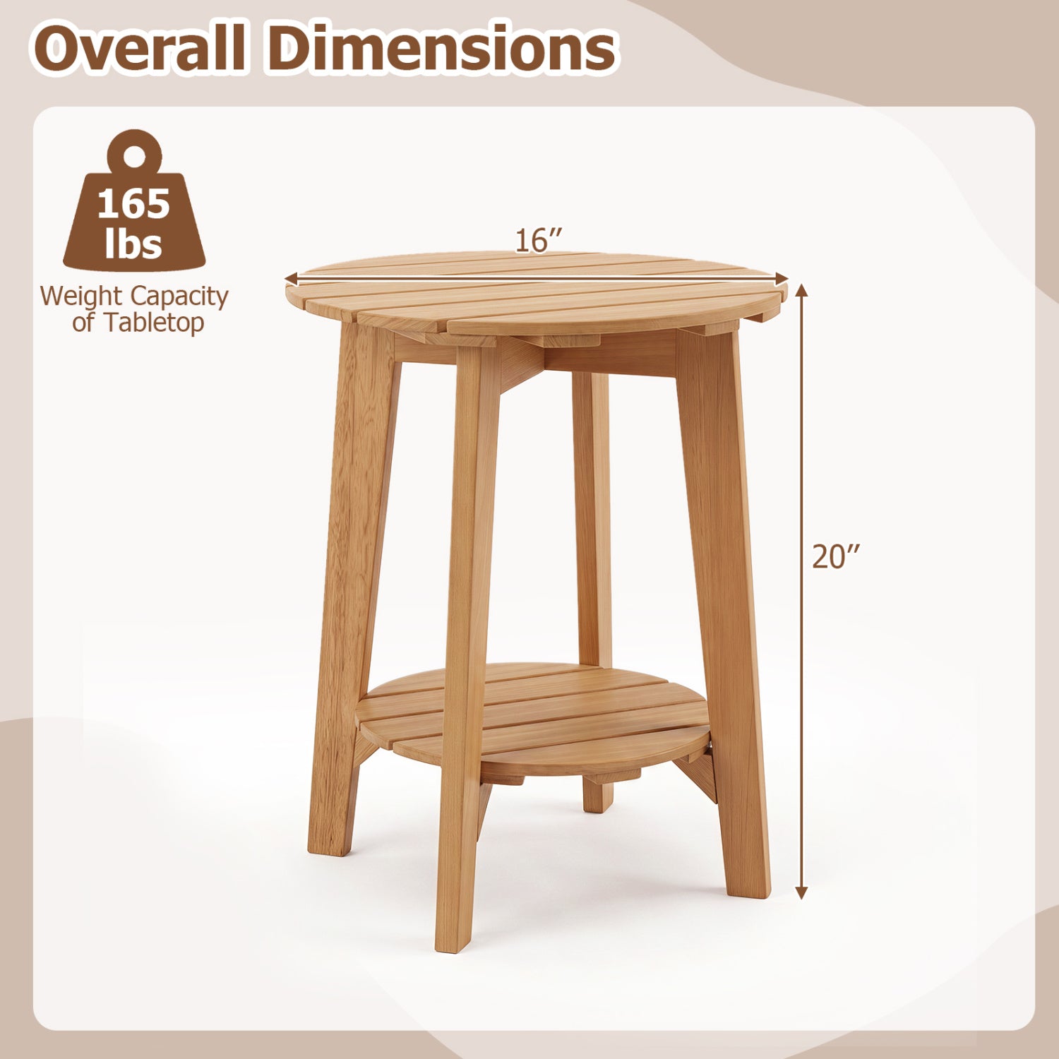 Set of 2 Eucalyptus Wood Side Tables, 2-Tier Patio Coffee Tables at Gallery Canada