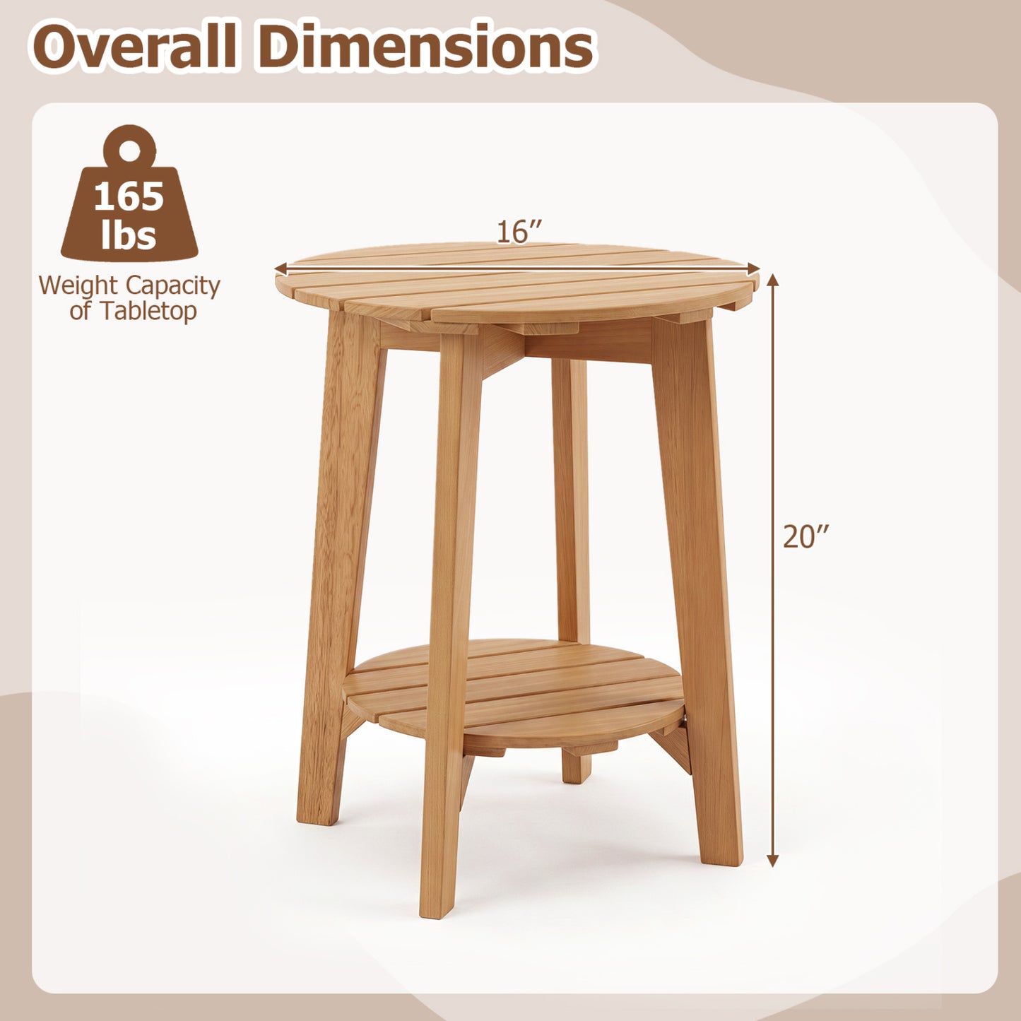 Set of 2 Eucalyptus Wood Side Tables, 2-Tier Patio Coffee Tables at Gallery Canada