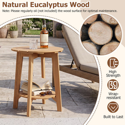 Set of 2 Eucalyptus Wood Side Tables, 2-Tier Patio Coffee Tables at Gallery Canada