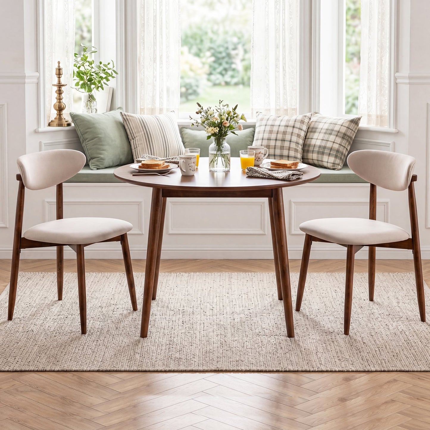 Fabric Upholstered Dining Chairs, Set of 2, Beige Dining Chairs at Gallery Canada