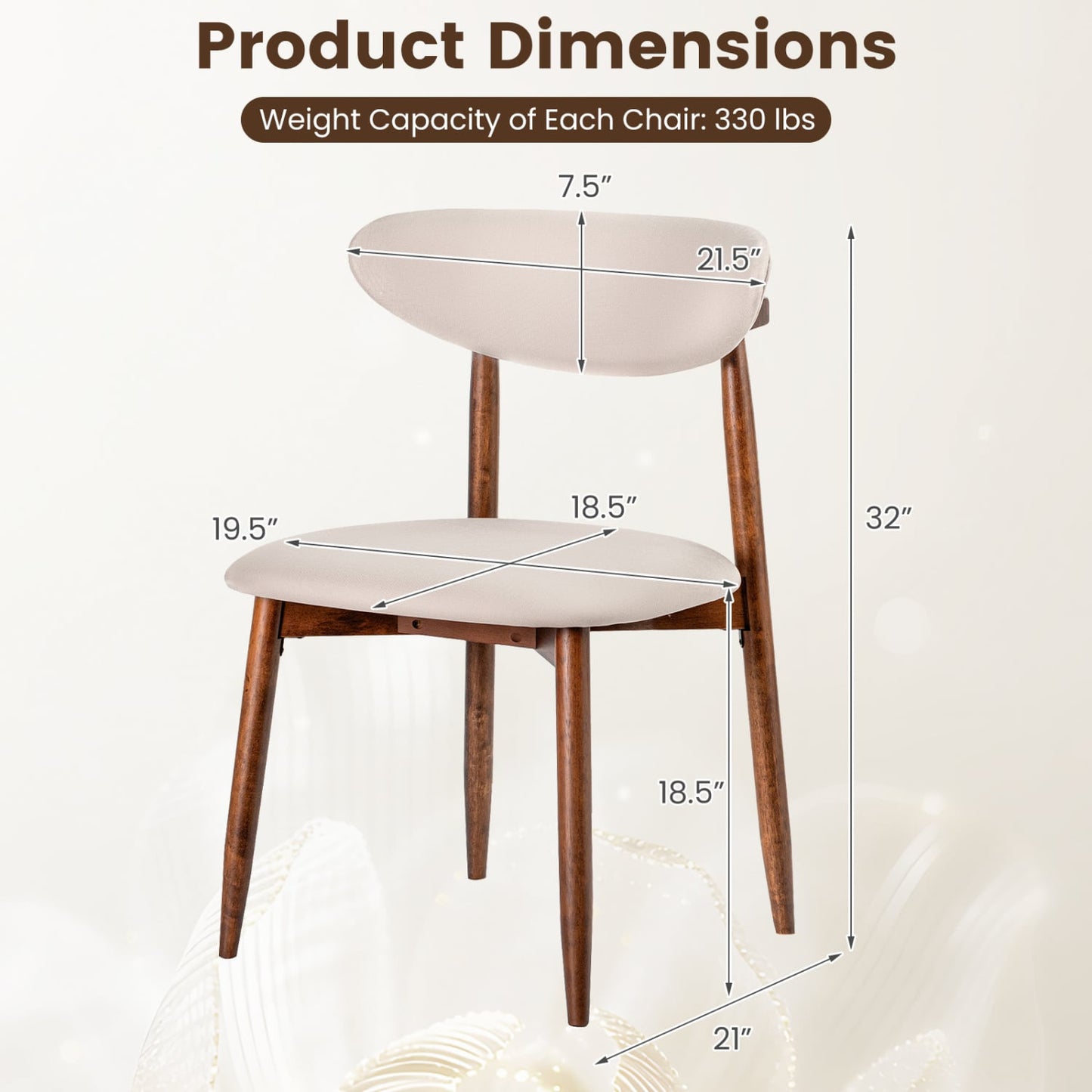 Fabric Upholstered Dining Chairs, Set of 2, Beige Dining Chairs at Gallery Canada