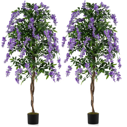 Artificial Wisteria Tree, 6 FT, With Natural Trunks And Lifelike Flowers, Purple Faux Plants at Gallery Canada