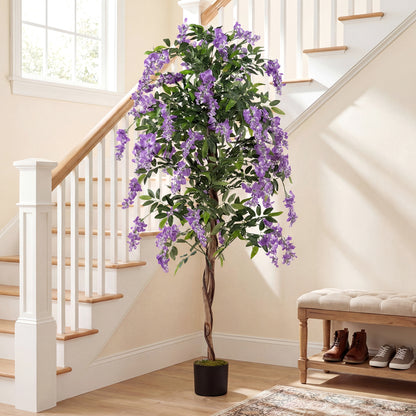 Artificial Wisteria Tree, 6 FT, With Natural Trunks And Lifelike Flowers, Purple Faux Plants at Gallery Canada
