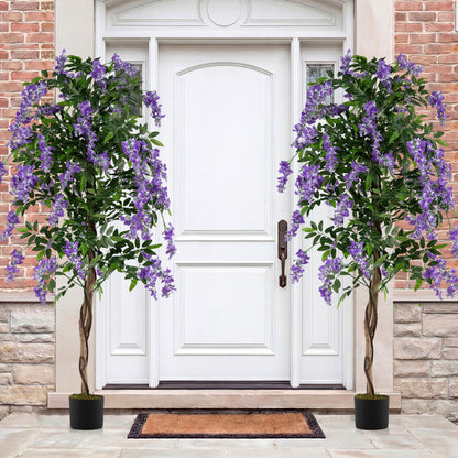 Artificial Wisteria Tree, 6 FT, With Natural Trunks And Lifelike Flowers, Purple Faux Plants at Gallery Canada