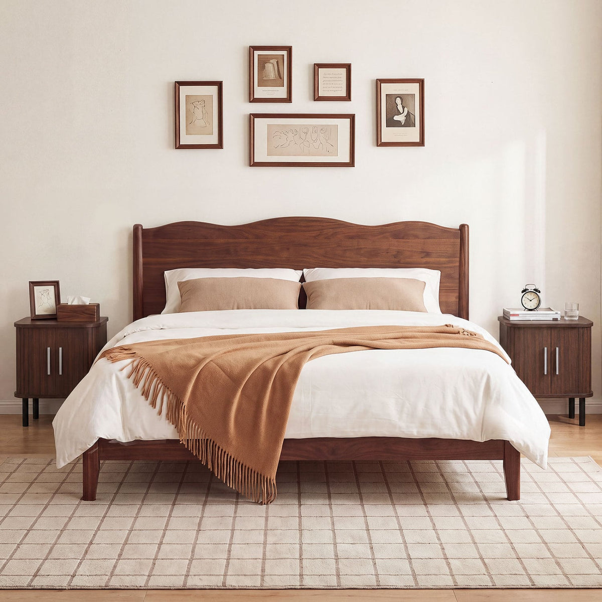 2 Fluted Nightstands, Sliding Doors, Adjustable Shelf, Walnut Nightstands at Gallery Canada