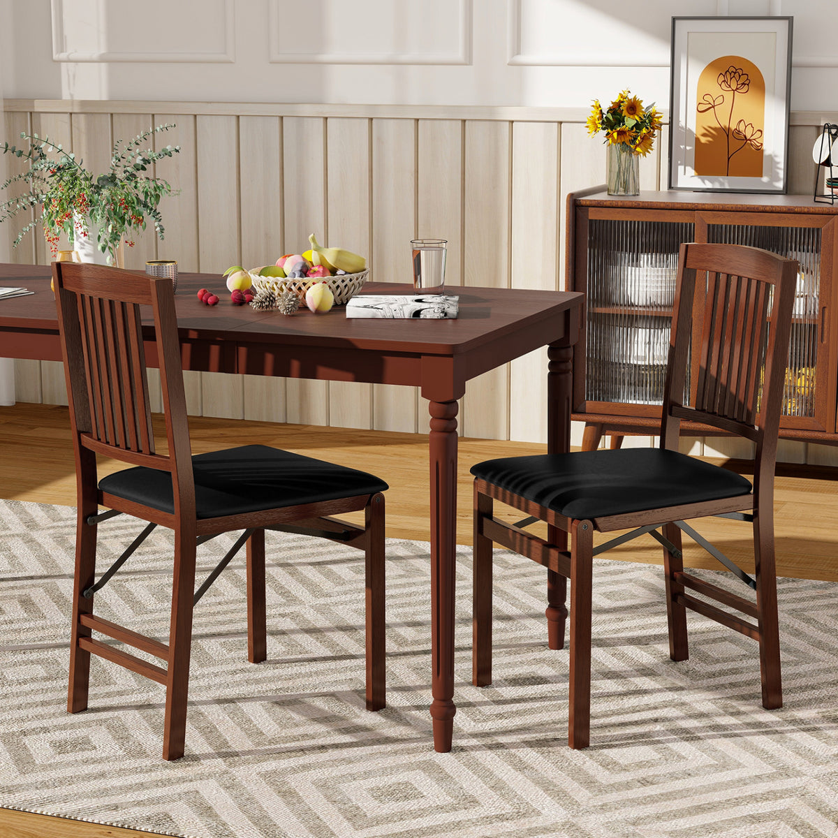 Foldable Upholstered Kitchen Chairs, Set of 2, Brown Dining Chairs at Gallery Canada