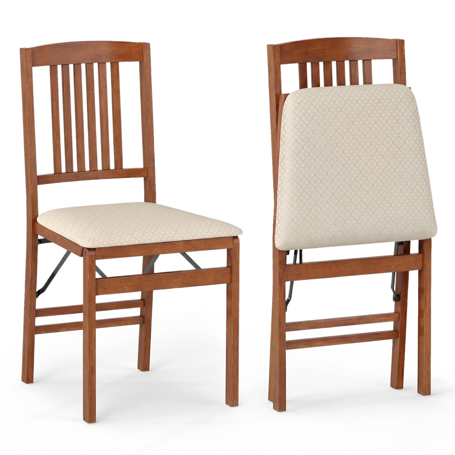 Set Of 2 Foldable Upholstered Kitchen Chairs, Beige Dining Chairs at Gallery Canada