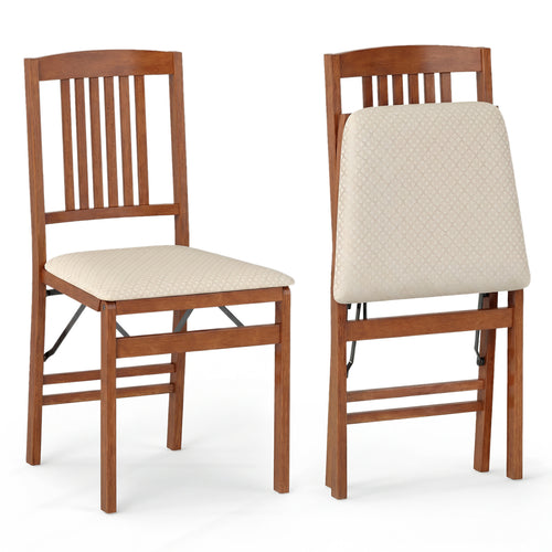 Set Of 2 Foldable Upholstered Kitchen Chairs, Beige