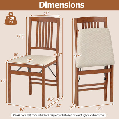 Set Of 2 Foldable Upholstered Kitchen Chairs, Beige Dining Chairs at Gallery Canada