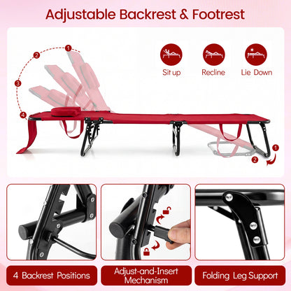 Folding Face Down Tanning Chair, Set of 2, 3 Removable Pillows, Red Beach & Lawn Chairs at Gallery Canada