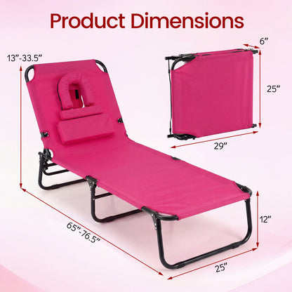 Folding Face Down Tanning Chair, Set Of 2, 3 Removable Pillows, Pink Beach & Lawn Chairs at Gallery Canada