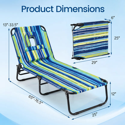 Folding Face Down Tanning Chair, Set of 2, 3 Removable Pillows, Blue and Green Beach & Lawn Chairs at Gallery Canada