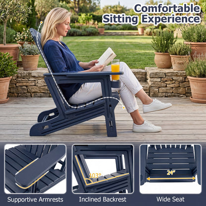 Set of 2 HDPE Adirondack Chairs with Cup Holders, Blue Adirondack Chairs at Gallery Canada