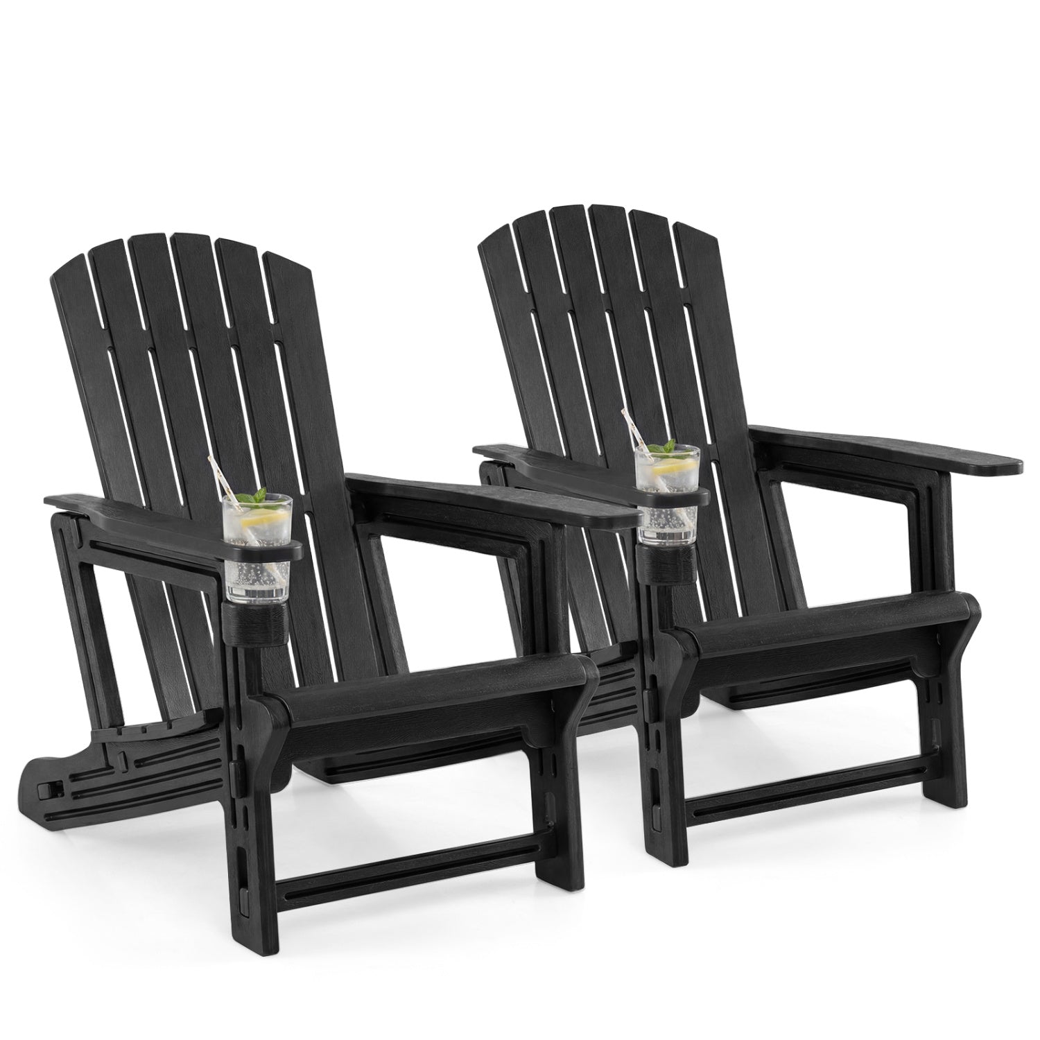 2-Pack HDPE Adirondack Chairs with Cup Holder, Black Adirondack Chairs at Gallery Canada