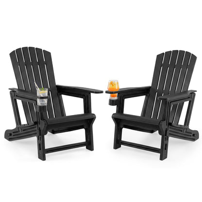 2-Pack HDPE Adirondack Chairs with Cup Holder, Black Adirondack Chairs at Gallery Canada