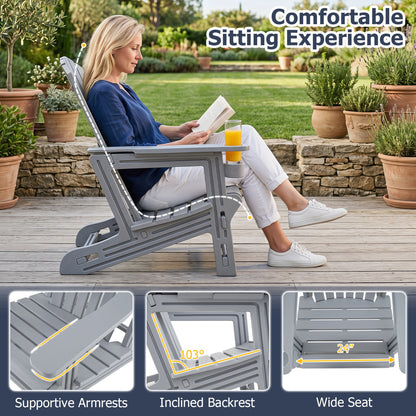 Set Of 2 HDPE Adirondack Chairs With Cup Holder, Gray Adirondack Chairs at Gallery Canada
