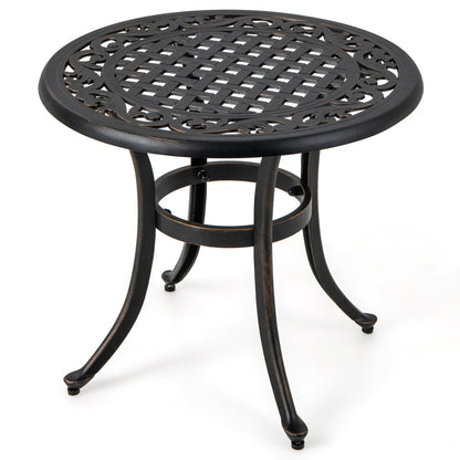 Set of 2 Heavy-Duty Outdoor Aluminum Side Table with Adjustable Footpads for Patio-Antique Brown, Brown Patio Coffee Tables at Gallery Canada