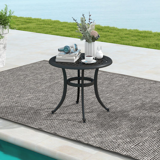 Set of 2 Heavy-Duty Outdoor Aluminum Side Table with Adjustable Footpads for Patio-Antique Brown, Brown Patio Coffee Tables Brown at Gallery Canada