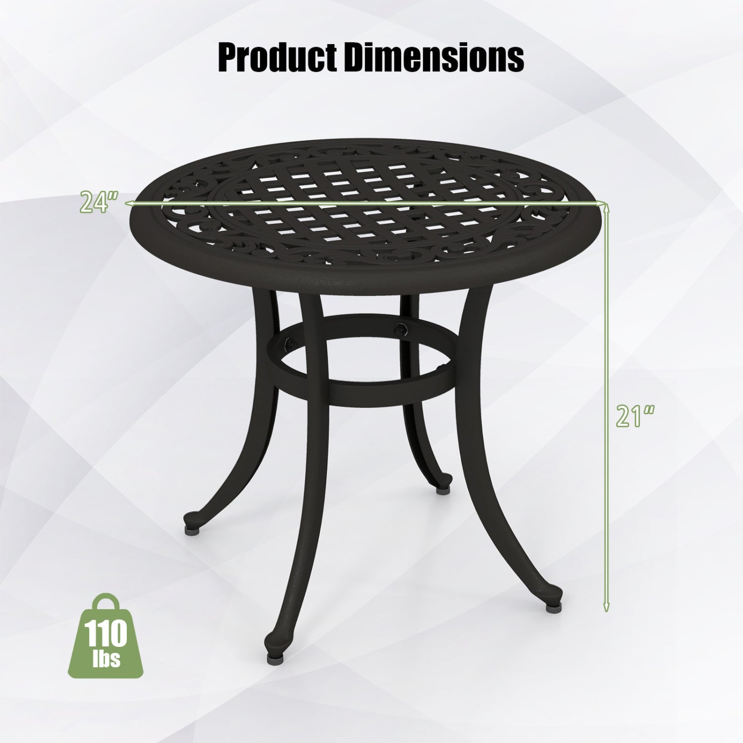 Set of 2 Heavy-Duty Outdoor Aluminum Side Table with Adjustable Footpads for Patio-Antique Brown, Brown Patio Coffee Tables at Gallery Canada