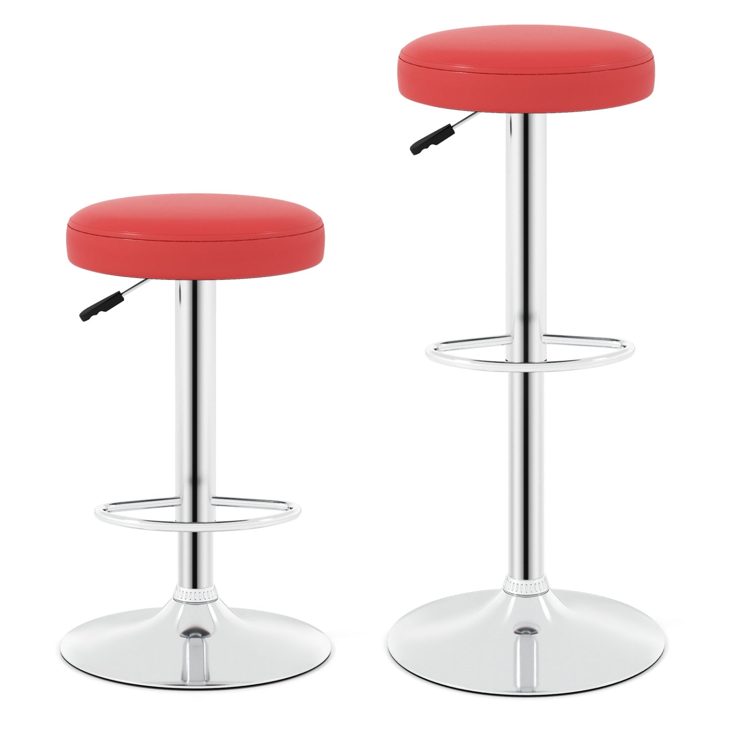 Set of 2 Height-adjustable Swivel Bar Stool with 360° Swivel bar stool, Red Bar Stools at Gallery Canada